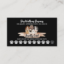 Black Dog Walker Loyalty Discount Paw Visitenkarte