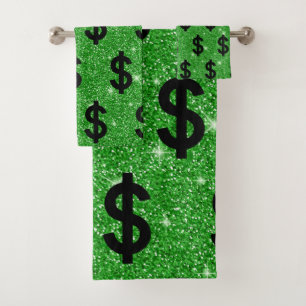 Black Dollar Sign Money Unternehmer Wall Street Badhandtuch Set