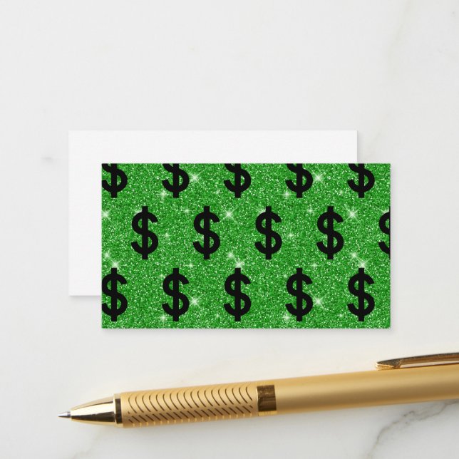 Black Dollar Sign Money Unternehmer Wall Street Begleitkarte (Vorderseite/Rückseite Beispiel)