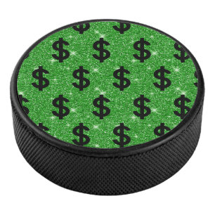 Black Dollar Sign Money Unternehmer Wall Street Eishockey Puck