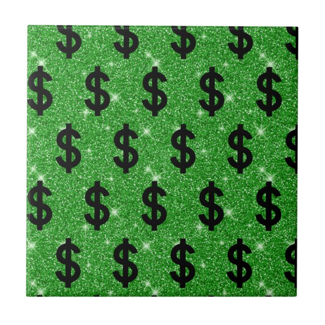 Black Dollar Sign Money Unternehmer Wall Street Fliese (Vorderseite)