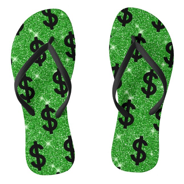 Black Dollar Sign Money Unternehmer Wall Street Flip Flops (Fußbett)