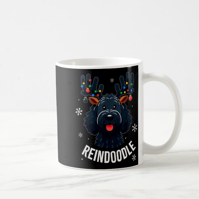 Black Doodle Dog Reindoodle Reindeer Doodle Christ Kaffeetasse (Rechts)