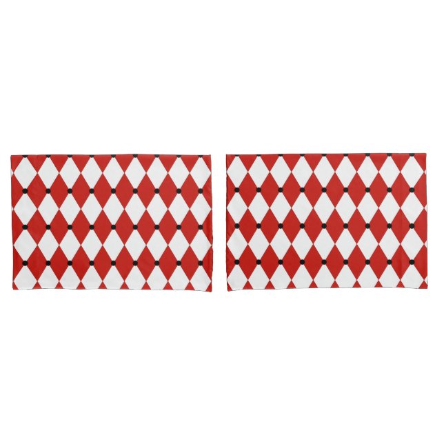 Black Dot Red und White Harlequin Kissenbezug (Vorderseite-Set)