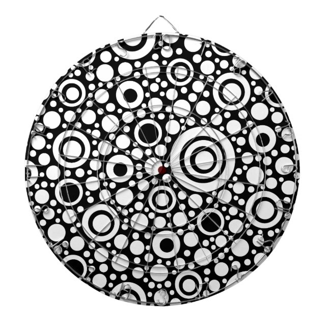 Black Dots & Circles Grid + Ihr Backgr. & Text Dartscheibe (vorne)