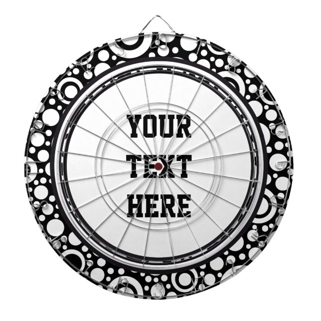 Black Dots & Circles Grid + Ihr Backgr. & Text Dartscheibe (vorne)