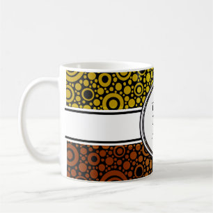 Black Dots & Circles Grid + Ihr Backgr. & Text Kaffeetasse