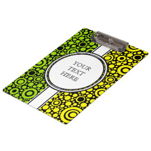 Black Dots & Circles Grid + Ihr Backgr. & Text Klemmbrett