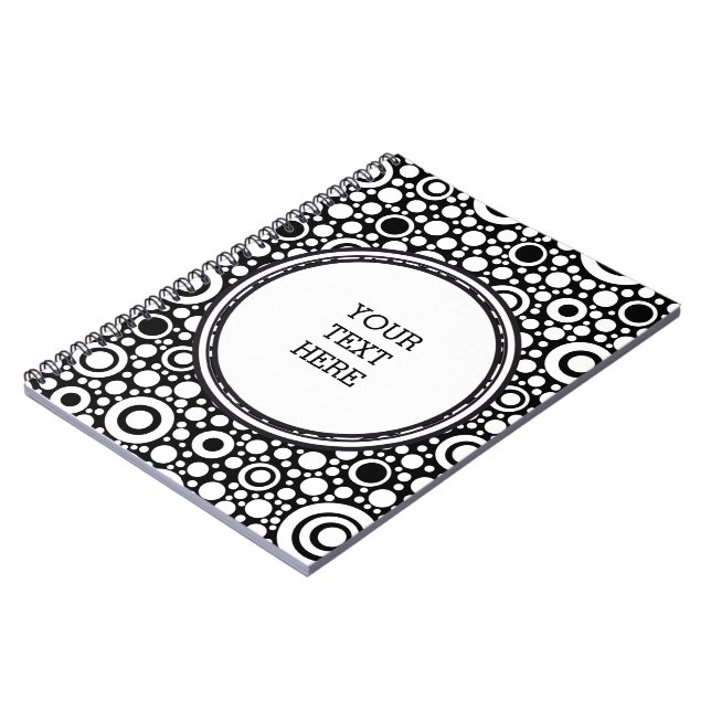 Black Dots & Circles Grid + Ihr Backgr. & Text Notizblock (Linke Seite)