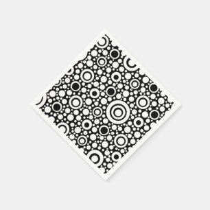 Black Dots & Circles Grid + Ihr Backgr. & Text Serviette