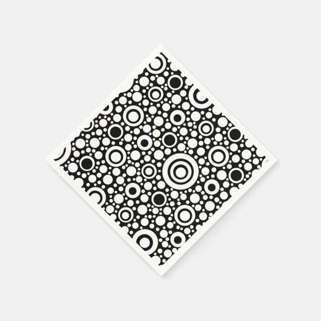 Black Dots & Circles Grid + Ihr Backgr. & Text Serviette (Ecke)