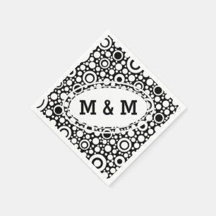Black Dots & Circles Grid + Ihr Backgr. & Text Serviette