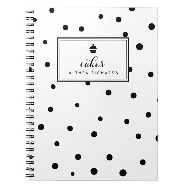 Black Dots Muster Backen Rezept Notebook Notizblock (Vorderseite)