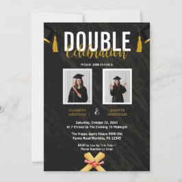 Black Double Celebration Graduation Party Fotos Einladung