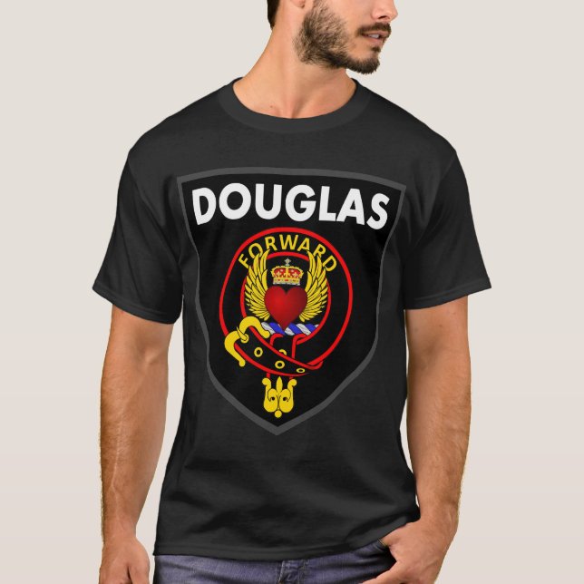 Black Douglas T mit Crowned Winged Heart Logo T-S T-Shirt (Vorderseite)