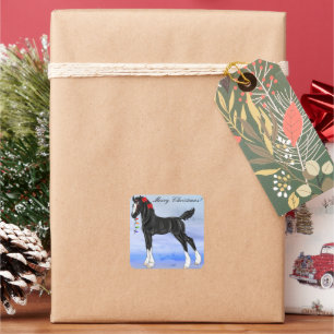 Black Draft Horse Foire Weihnachten Quadratischer Aufkleber