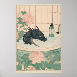 Black Dragon Bathroom Print Japanese Ukiyo-e Art Poster