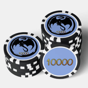 Black Dragon Blue Black Gold 10K Stripe Poker Chip