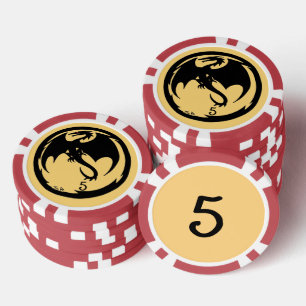 Black Dragon gold 5 Streifen Poker Chip