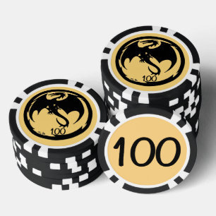 Black Dragon gold Black 100 gestreifter Poker Chip
