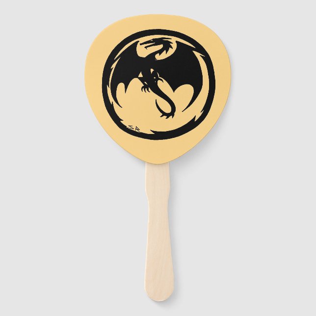 Black Dragon gold paddle hand fans Fächer (Vorderseite)