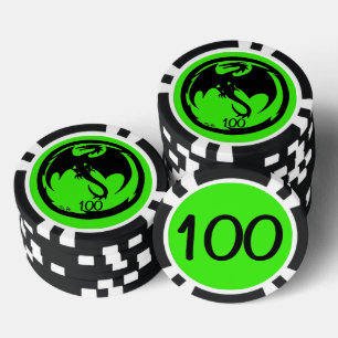 Black Dragon Green Black 100 Striped Poker Chip