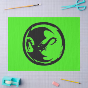 Black Dragon grünes Papierpapier groß Seidenpapier