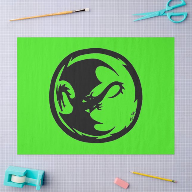 Black Dragon grünes Papierpapier groß Seidenpapier (Basteln)