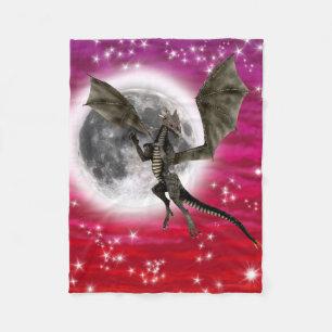 Black Dragon - Mythische Fantasie Kreatur Roter Hi Fleecedecke