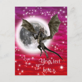 Black Dragon - Mythische Fantasie Kreatur Roter Hi Postkarte
