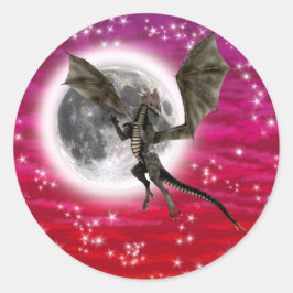 Black Dragon - Mythische Fantasie Kreatur Roter Hi Runder Aufkleber
