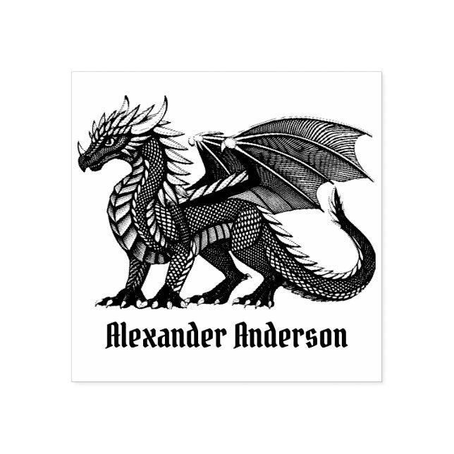 Black Dragon Name Plate Personalisieren Kautschuk  Gummistempel (Prägung)