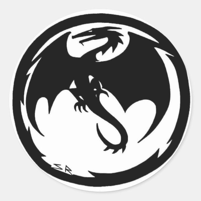 Black Dragon petits autocollants ronds (Devant)