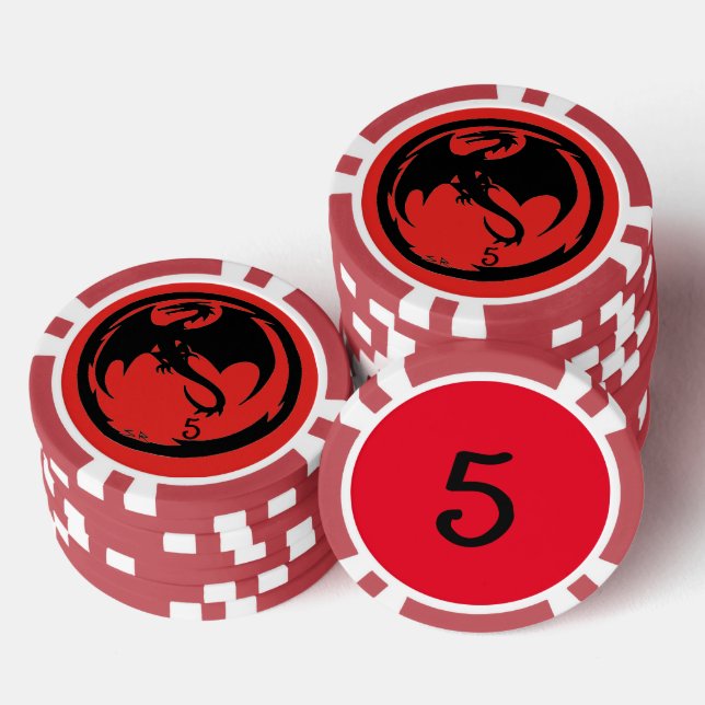 Black Dragon Red 5 Strip Poker Chip (Stapel)