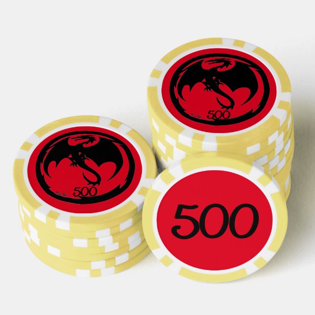 Black Dragon Red Gelb 500 gestreifter Poker Chip (Stapel)