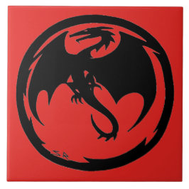 Black Dragon Red große Fliese
