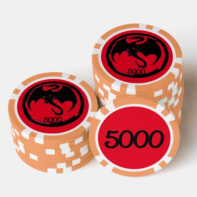Black Dragon Red Orange 5000 gestreifter Poker Chi Pokerchips (Stapel)