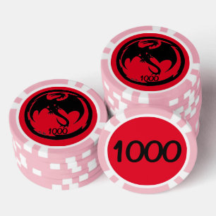 Black Dragon Red Rosa 1000 gestreifter Poker Chip