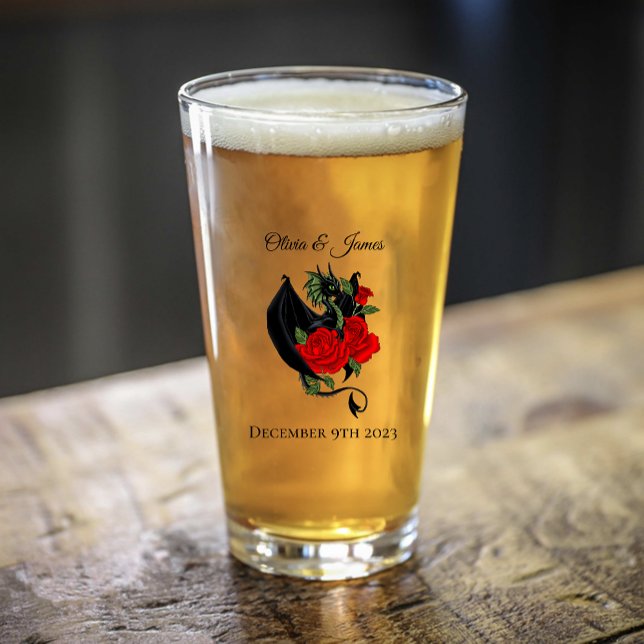 Black Dragon Rote Rose Fantasy Glas (Von Creator hochgeladen)