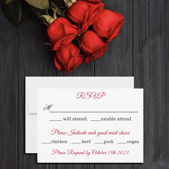 Black Dragon Rote Rosen Fantasy Wedding RSVP Karte (Von Creator hochgeladen)