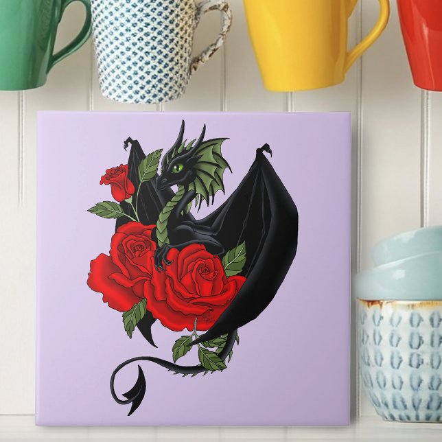 Black Dragon Rote Rosen Lavender Fliese (Von Creator hochgeladen)
