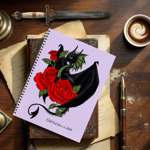 Black Dragon Rote Rosen Lavender Notizbuch