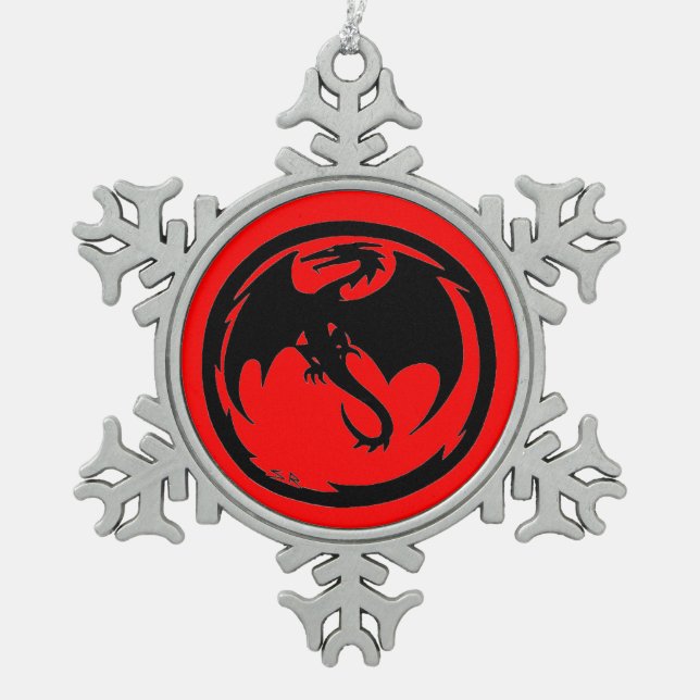 Black Dragon Rouge ornement de flocon de neige (Devant)