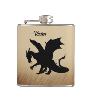 Black Dragon Rustic Background Personal Flachmann