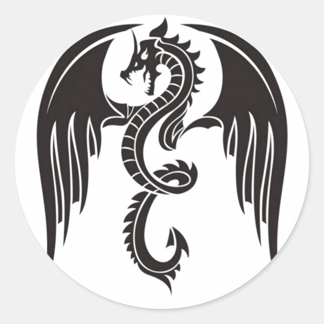 BLACK dragon SCHWARZER DRACHE Runder Aufkleber (Vorderseite)