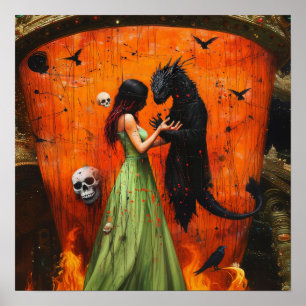 Black Dragon Shadow Work Hexchy AI Art Matt Value Poster