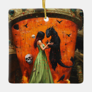Black Dragon Shadow Work Hexchy Erholung AI Art Keramikornament