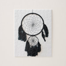 Black Dreamcatcher mit Feathers