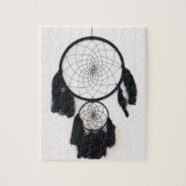 Black Dreamcatcher mit Feathers