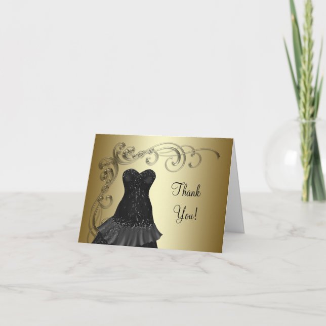 Black Dress Black Gold Vielen Dank Karten (Vorderseite)